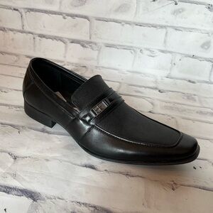 NWT mens Calvin Klein Bartley slip on black leather loafers size 14